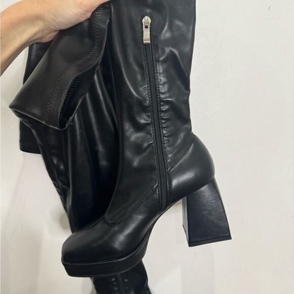 RAID ASOS black faux leather over knee boots - Picture 10 of 10
